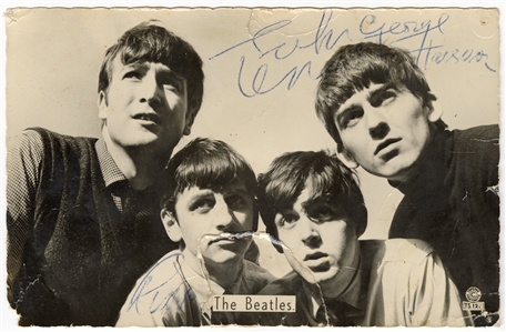 The Beatles John Lennon, George Harrison, and Ringo Starr Signed Original Photograph (REAL)