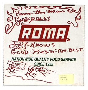Bo Diddleys Signed with Hand-Drawn Sketches on Pizza Box