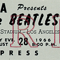 The Beatles August 28, 1966 Dodger Stadium Unused Concert Ticket