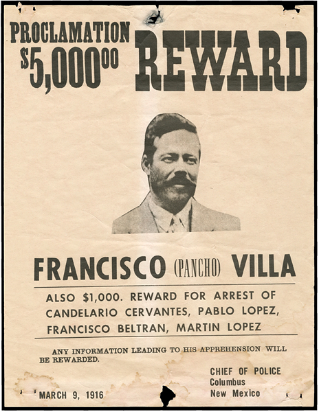 Francisco "Pancho" Villa 1916 Wanted Poster