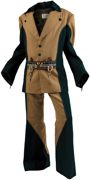 Elvis Presley Owned and Worn Bill Belew I.C. Costume Beaded Tan (Light Brown) and Green “Penguin Suit"