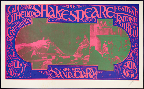 Alton Kelley Signed "California Shakespeare Festival" Original Poster