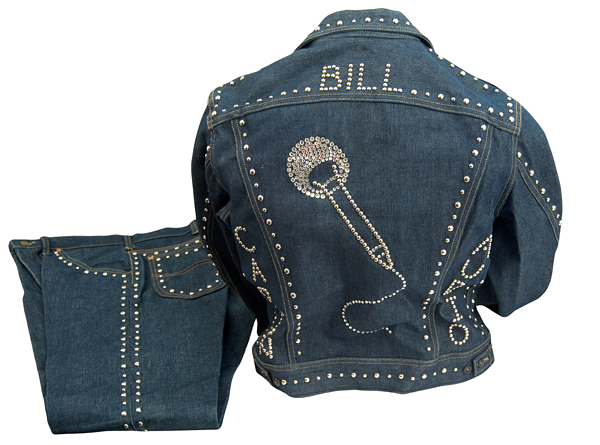 From The Bill Porter Collection: Original Personalized "Audio Engineer" Studded Denim Jacket and Pants