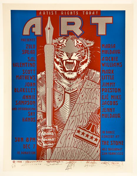 "Artists Rights Today" Silk-Screen Print Signed by Kelley, Mouse, Griffin, Wilson and Moscosco