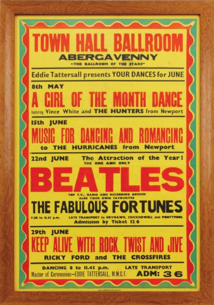 The Beatles 1963 Abergavenny Town Hall Ballroom Original Poster