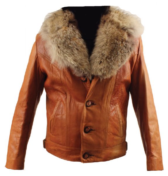 Elvis Presley Owned and Worn Custom Made Leather Jacket with Coyote Fur Trim