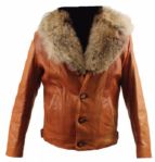 Elvis Presley Owned and Worn Custom Made Leather Jacket with Coyote Fur Trim
