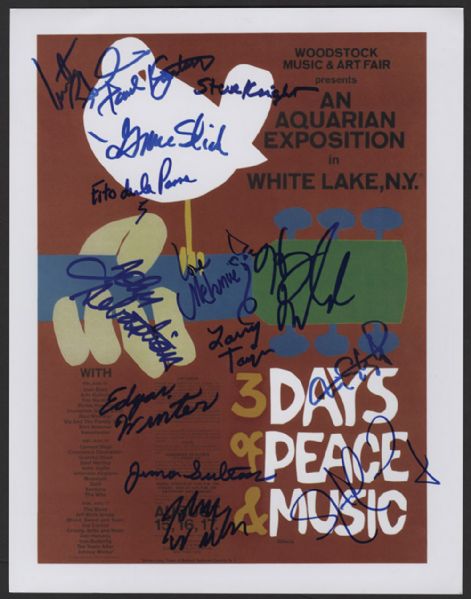 Woodstock 1969 Poster Photograph Signed by 14 Performers