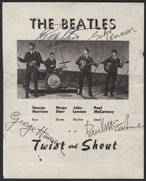 Beatles Signed "Twist and Shout" Promotional Flyer