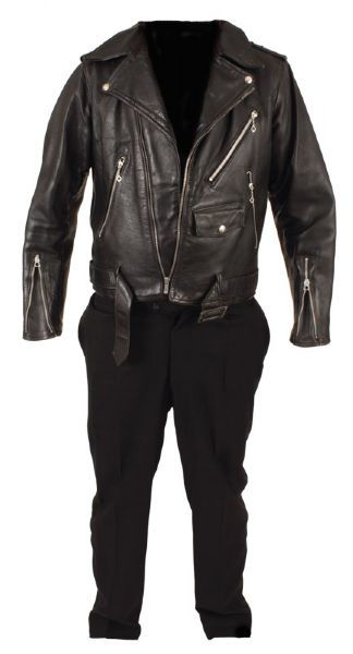 Elvis Presley Iconic Worn Harley Davidson Leather Motorcycle Jacket and Custom Made Tuxedo Pants