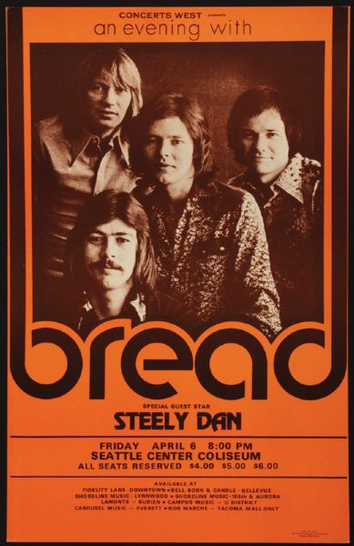 Bread and Steely Dan Original Concert Poster