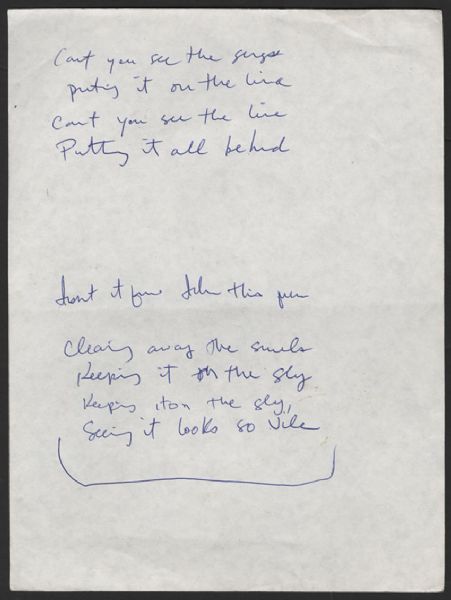 Kurt Cobain Handwritten Lyrics