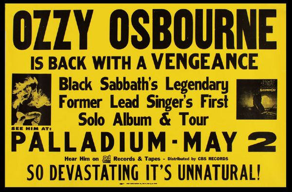 Ozzy Osbourne Original Concert  Poster
