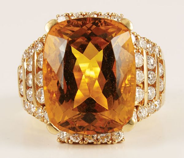 Elvis Presley Owned and Worn Diamond and Citrine Ring