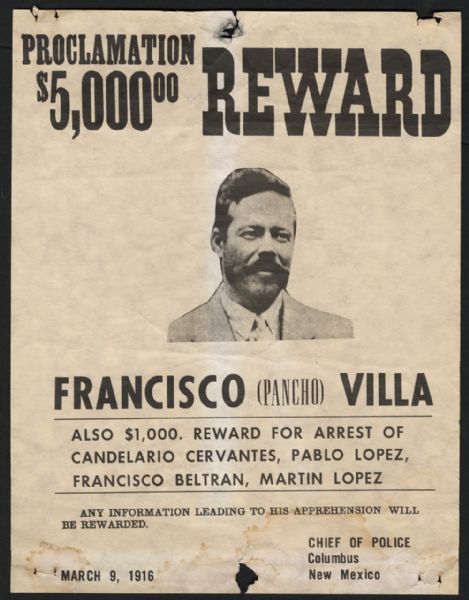 Pancho Villa Original Wanted Poster