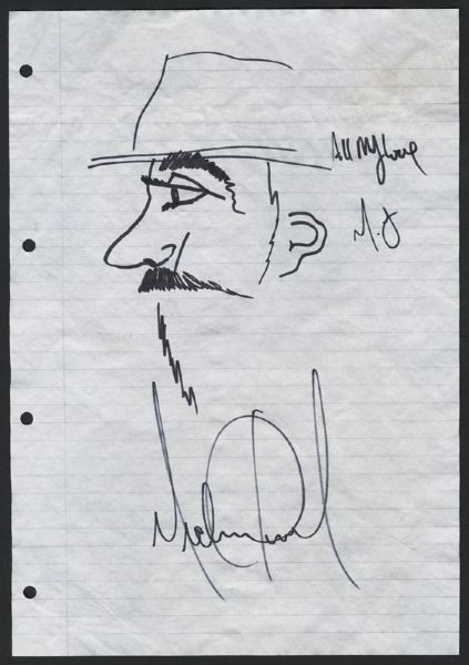 Michael Jackson Signed and Initialed Hand Drawing
