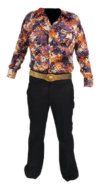 Elvis Presley Owned and Worn Colorful Long-Sleeved Shirt, Pants and Gold Belt