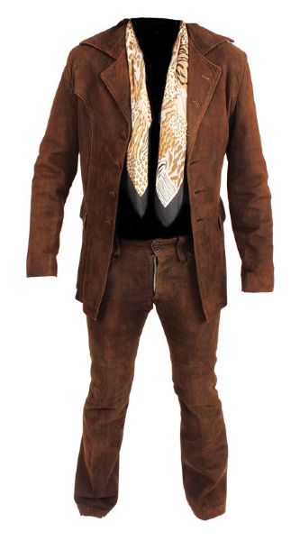 Elvis Presley Owned and Worn Brown Suede Jacket and Pants With Scarf