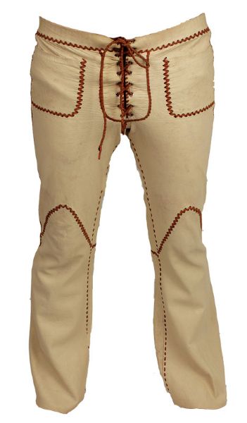 Elvis Presley Owned and Worn Custom Made North Beach Leather Pants  With Whip Stitching