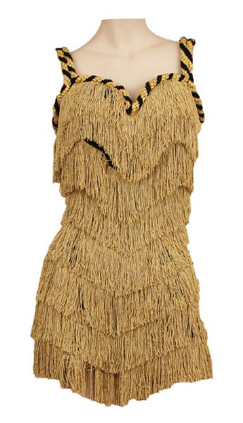 B-52s Kate Pierson "Cosmic Thing Tour" Stage Worn Custom Made Gold Fringe Dress