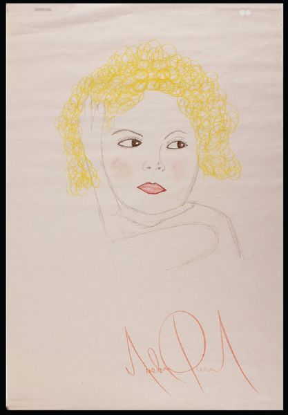 Michael Jackson Signed Hand Drawing of "Shirley Temple"