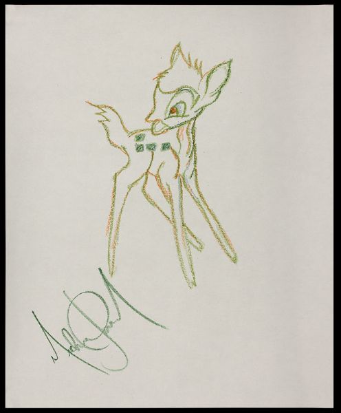 Michael Jackson Signed Hand Drawing of Bambi