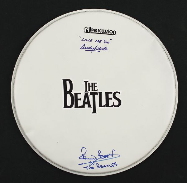 Beatles Pete Best & Andy White Signed Drumhead
