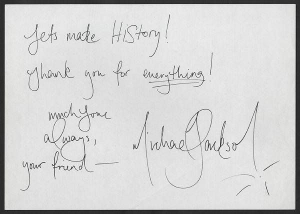 Michael Jackson Handwritten and Signed Note