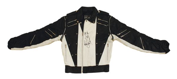 Michael Jackson Worn and Signed Black and White Leather Jacket Worn For Pepsi "New Generation" Ad Campaign