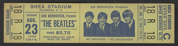 Beatles 1966 Shea Stadium Original Full Concert Ticket