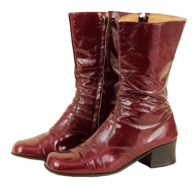 Elvis Presley Owned & Worn Burgundy Patent Leather Tall Boots