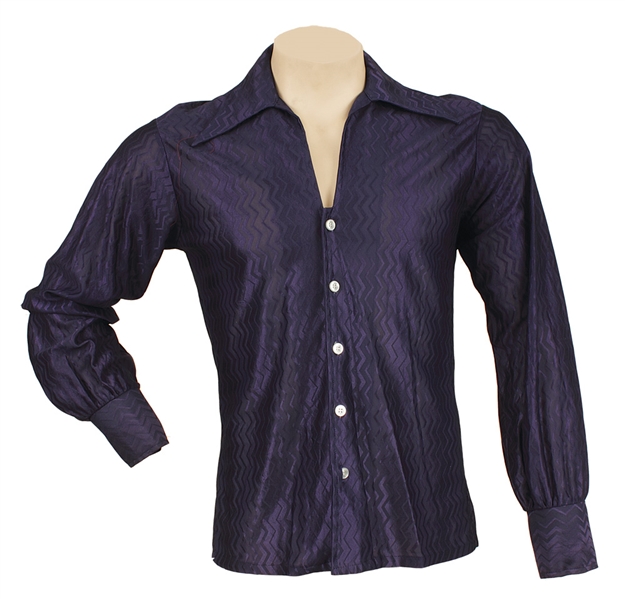 Elvis Presley Owned & Worn Blue Silk Long-Sleeved Shirt