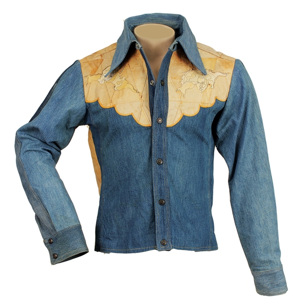 Elvis Presley Owned & Worn Denim Jacket With Hand Painted Native American Design