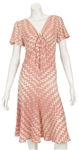 Madonna "Evita" Production Worn Pink & White Zig Zag Striped Dress From “Buenos Aires/Star Quality” Rehearsal