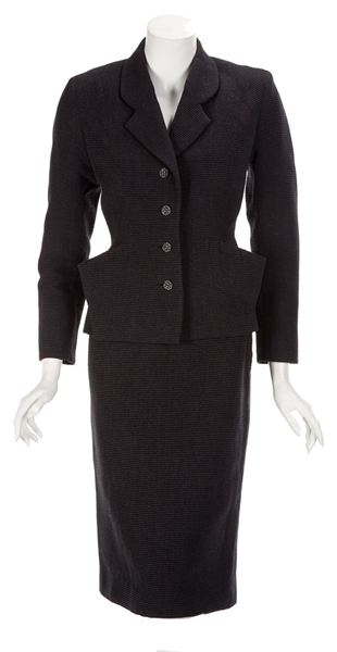 Madonna "Evita" Film Worn Black Faille Skirt Suit From Musical Number "And the Money Kept Rolling In” 