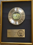 Beatles "Hey Jude" Original RIAA Gold Single Record Award