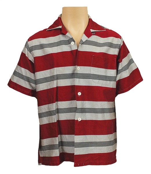 Elvis Presley "Jailhouse Rock" Film Production Used Red, Grey and Black Striped Shirt 