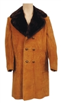 Elvis Presley Owned & Worn Custom Made Tan Suede Trench Coat With Faux Fur Collar Coat