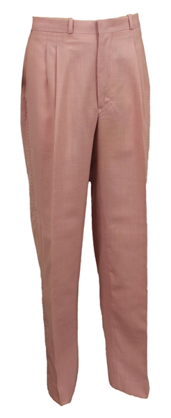 Elvis Presley 1950s Owned & Worn Pink Stage Pants With Black Saddle Stitching 