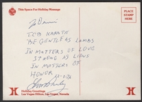 Elvis Presley "TCB Karate" Handwritten & Signed Las Vegas Hilton Holiday Picture Postcard