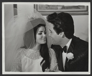 Elvis and Priscilla Presley Original Wedding Day Wire Photograph