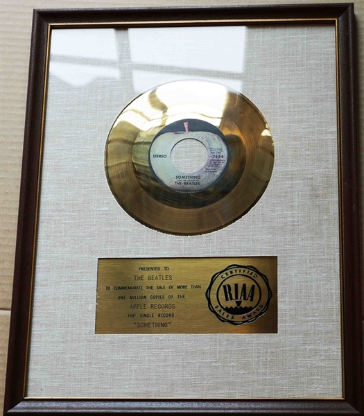 The Beatles "Something" Original RIAA White Matte Gold 45 Record Award Presented to The Beatles