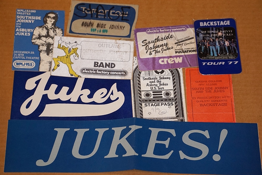 Southside Johnny and the Asbury Jukes Personally Used Concert Pass Archive Including a Laminate, All-Access Passes and Various Backstage Sticker Passes