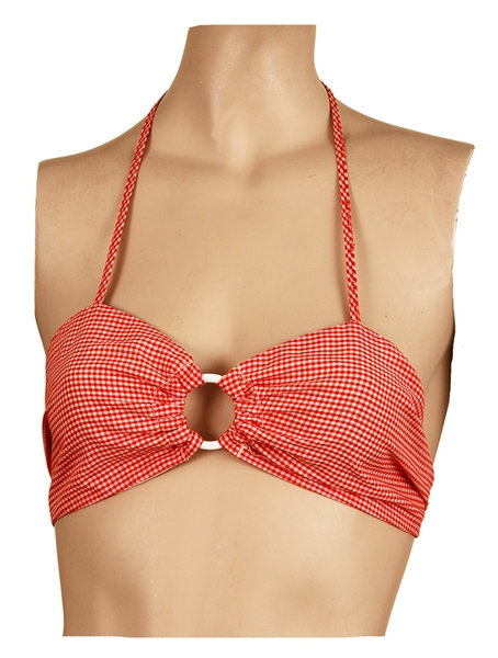 Marilyn Monroe Owned and Worn Red and White Check Bikini Top