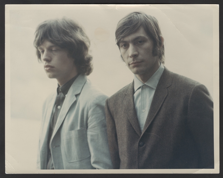 Rolling Stones Mick Jagger & Charlie Watts Vintage 1966 Kodachrome Stamped Original Photograph