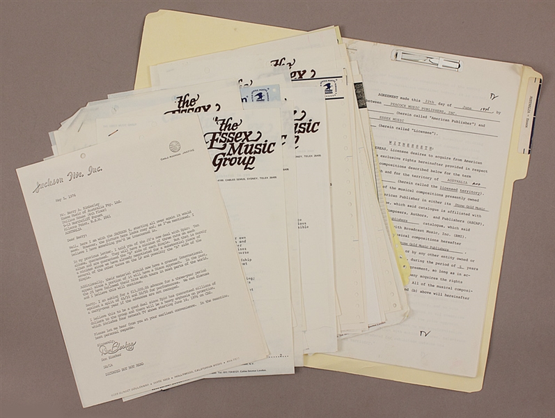 Jackson 5 Original Essex Music Group Correspondence Regarding Publishing of Their Music In Australia With Original Contract