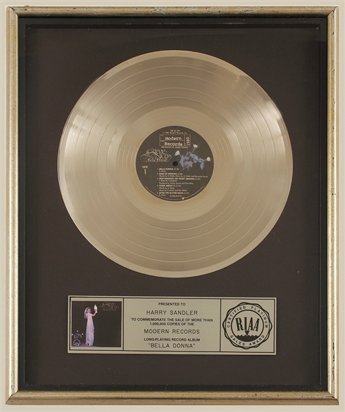 Stevie Nicks "Bella Donna" Original RIAA Platinum LP Album Award