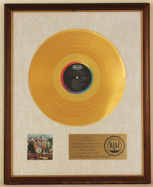 Beatles "Sgt. Peppers Lonely Hearts Club Band" Original RIAA White Matte LP Record Album Award Presented to The Beatles