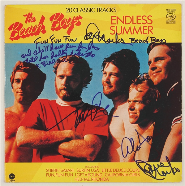 Beach Boys Signed and "Fun, Fun, Fun" Lyrics Inscribed "Endless Summer" Album