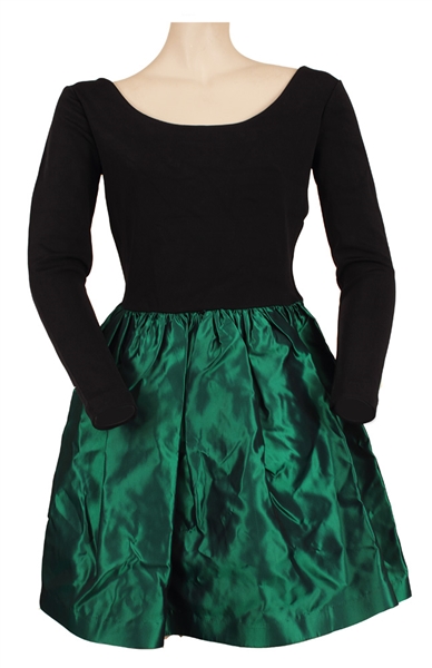 Whitney Houston Owned and Worn Green and Black Dress